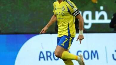 كريستيانو رونالدو لاعب النصر يحتفل بالهدف