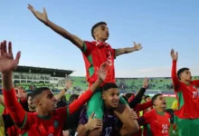 منتخب المغرب يحتفل بالفوز