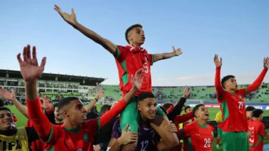 منتخب المغرب يحتفل بالفوز