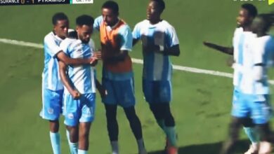 لاعبي التأمين الإثيوبي يحتفلون بالهدف