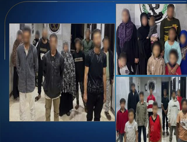 المتهمين والأطفال عقب ضبطهم