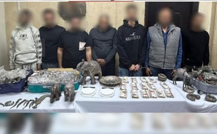 المتهمون والمضبوطات عقب القبض عليهم