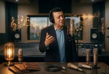 المطرب اركان فؤاد خلال تسجيل الاغنية