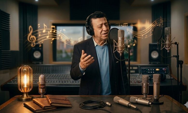 المطرب اركان فؤاد خلال تسجيل الاغنية