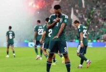 فرحة لاعبي المنتخب السعودي بالهدف الاول