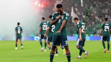 فرحة لاعبي المنتخب السعودي بالهدف الاول